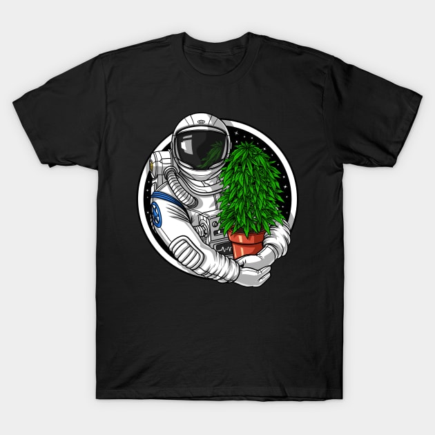 Space Astronaut Weed Stoner T-Shirt by underheaven